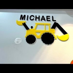 Can make any name! Custom acrylic child name and excavator